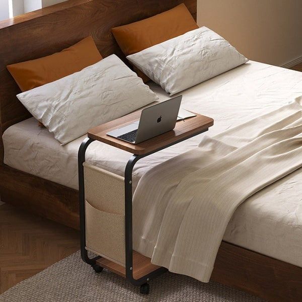 Bàn Trà Gỗ Chữ U Đa Năng Tích Hợp Bánh Xe Di Động, Lắp Đặt Dễ Dàng - Nội Thất IGA - GM102