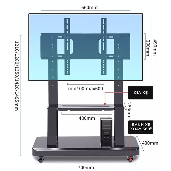 Kệ treo tivi có giá phụ - GM172