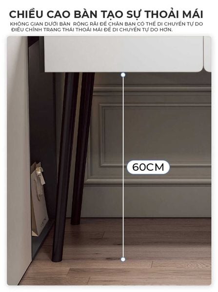 Bàn Trang Điểm Đen Trắng Hiện Đại Kết Hợp Tủ Lưu Trữ - GP367