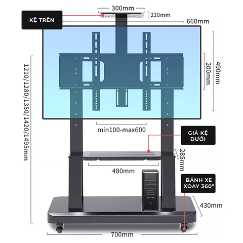 Kệ treo tivi có giá phụ - GM172