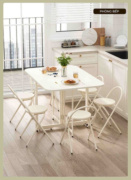 Bàn Ăn Thông Minh Gấp Gọn Full Trắng Tinh Tế - GM202