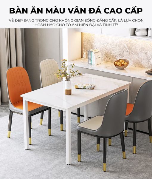 Bàn ăn vân đá cao cấp hiện đại, sang trọng cho không gian sống - GM213