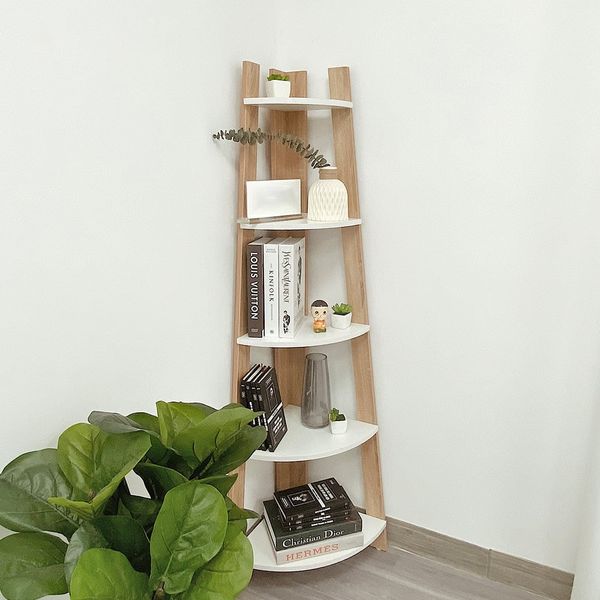 Kệ Góc Đa Năng Corner 5F Gỗ MDF Màu Trắng-Vân Gỗ - GP115