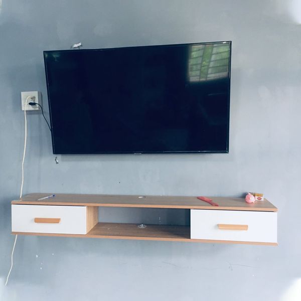 Kệ Tivi Treo Tường GAPI 2 Ngăn Tủ Màu Gỗ Phối Trắng - GP188