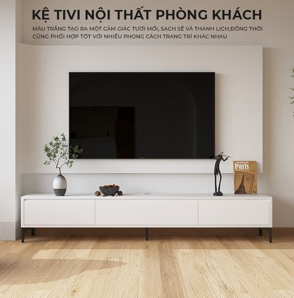 Kệ Tivi 1 Cánh 2 Ngăn Rộng Rãi Màu Trắng Sang Trọng - Nội Thất IGA - GP323