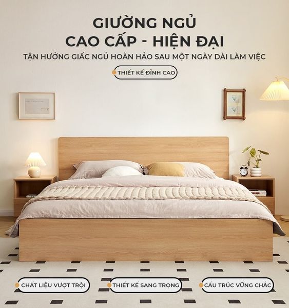 Giường Đôi Hiện Đại Gỗ MDF Cao Cấp GAPI - GP338