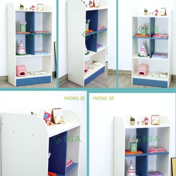 [Giảm giá 60%] Tủ Sách Cho Bé GAPI Màu Xanh Phối Trắng - GP139