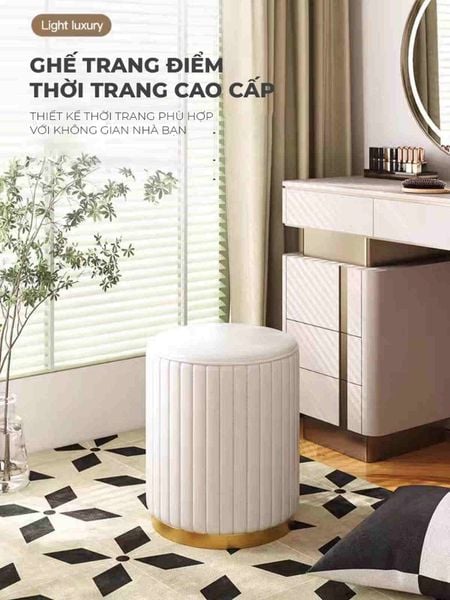 Ghế đôn trang điểm màu trắng thanh lịch - GC45