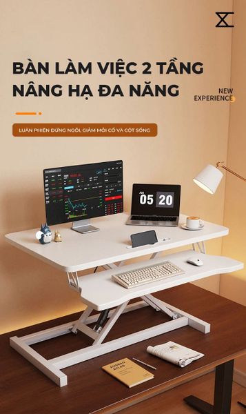 Bàn làm việc nâng hạ thông minh 2 tầng - GN72