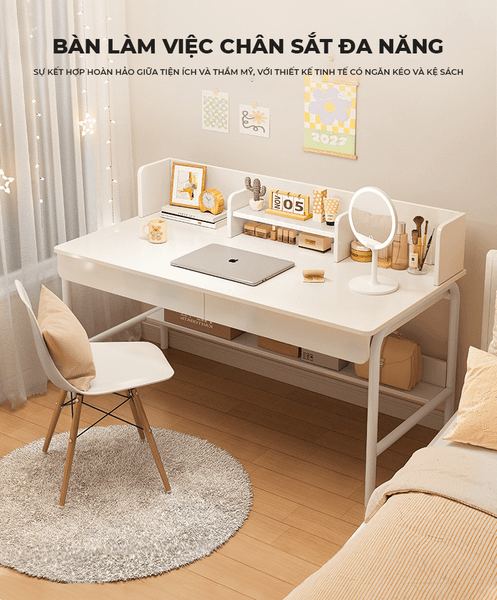 Bàn Làm Việc Có Ngăn Kéo Tích Hợp Kệ Sách Đa Năng Gỗ MDF GAPI - GM162