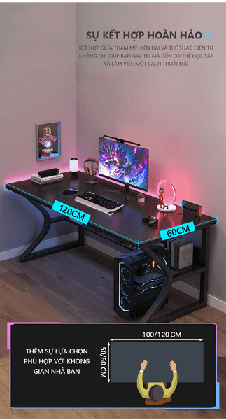 Bàn Gaming Chân Chữ K Cao Cấp Sang Trọng - GM67