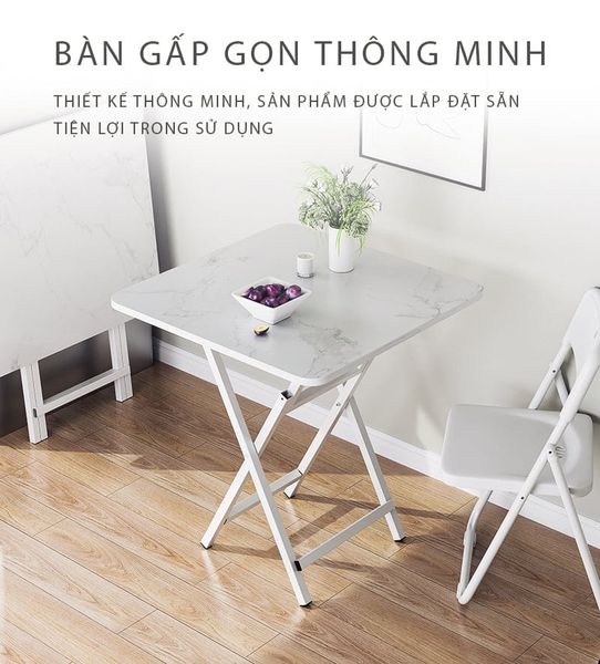 Bàn Ăn Thông Minh MDF Chân Sắt Gấp Gọn Tiện Lợi, Hiện Đại GAPI - GM125