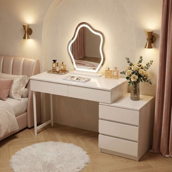 Bàn Làm Việc Chân Sắt Kết Hợp Ngăn Kéo Đa Năng - Nội Thất IGA - GM142 (KHÔNG KÈM GƯƠNG)