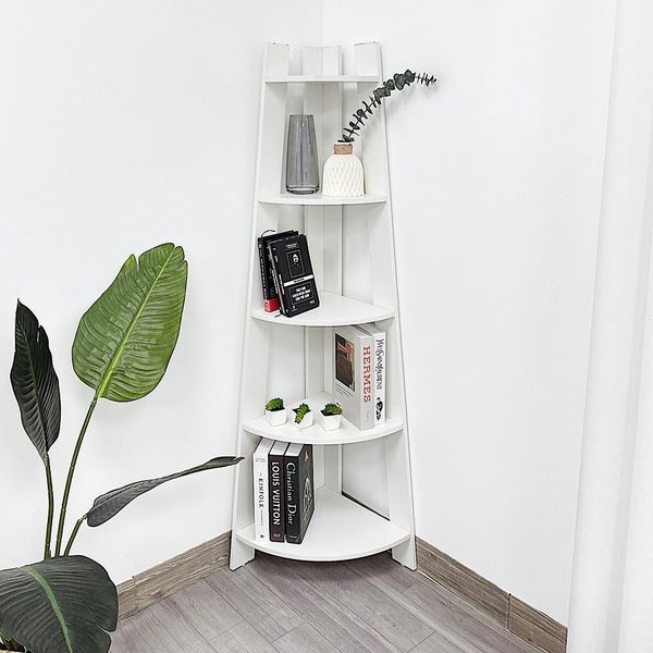 Kệ Góc Đa Năng Corner 5F Gỗ MDF Màu Trắng-Vân Gỗ - GP115