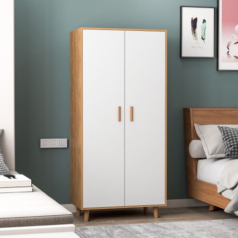 Tủ Quần Áo GAPI Màu Gỗ Phối Trắng - GP129