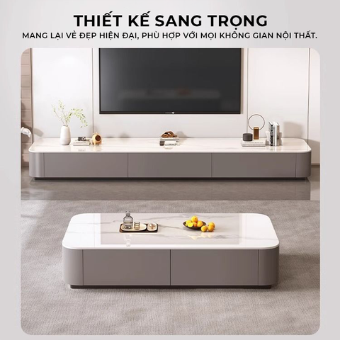 Bàn Trà Sofa Mặt Đá Bọc Da – Sang Trọng, Hiện Đại - GM167