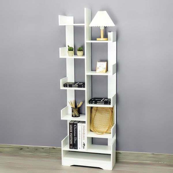 Kệ Sách GAPI Hình Cây 9Tầng Màu Trắng - Vân Gỗ - GP66