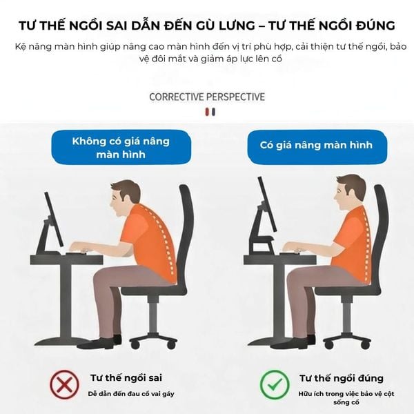 Kệ Máy Tính Bảo Vệ Cột Sống, Có Ngăn Lưu Trữ Tiện Dụng - Nội Thất IGA - GP184