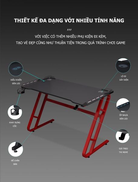 Bàn Gaming, Bàn Làm Việc Chân Chữ C - GM74A