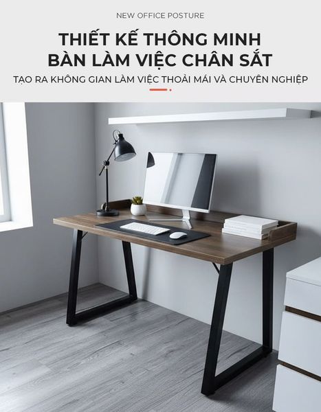Bàn Làm Việc Chân Sắt IGA Thiết Kế Hiện Đại, Chắc Chắn, Giá Tốt - GM228