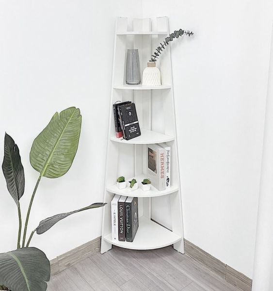 Kệ Góc Đa Năng Corner 5F Gỗ MDF Màu Trắng-Vân Gỗ - GP115