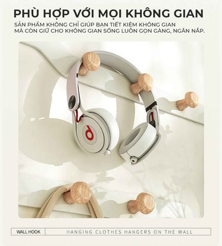 [Giảm giá 60%] Móc Treo Quần Áo Tường Nút Gỗ Tròn - GM180