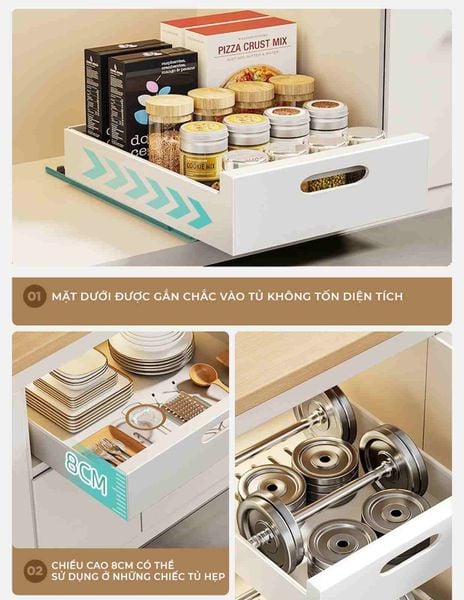 [Giảm giá 60%] Ngăn kéo nhà bếp thông minh đa năng trắng - GM165