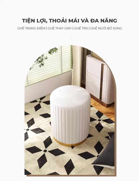 Ghế đôn trang điểm màu trắng thanh lịch - GC45