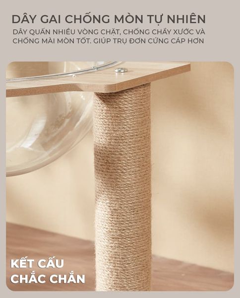 [Giảm giá 60%] Ổ Mèo Kèm Trụ Cào Móng, Kết Hợp Mika Trong Suốt - GU6