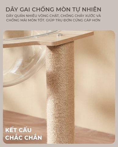 [Giảm giá 60%] Ổ Mèo Kèm Trụ Cào Móng, Kết Hợp Mika Trong Suốt - GU6