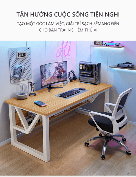 Bàn Gaming Chân Sắt Hộp Gỗ - GM68