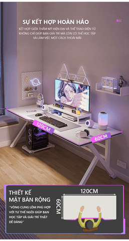 Bàn Gaming Chân Chữ K Cao Cấp, Hiện Đại GAPI - GM80