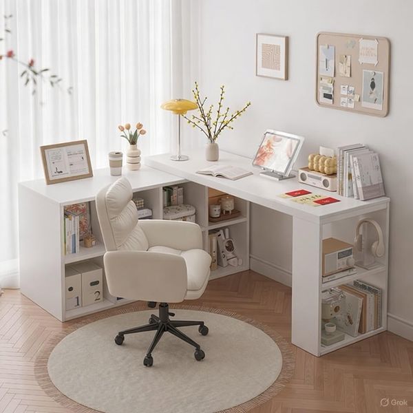 Bàn làm việc tích hợp nhiều tủ đề đồ 6-8 ngăn xoay 360 độ - Nội thất IGA - GP368