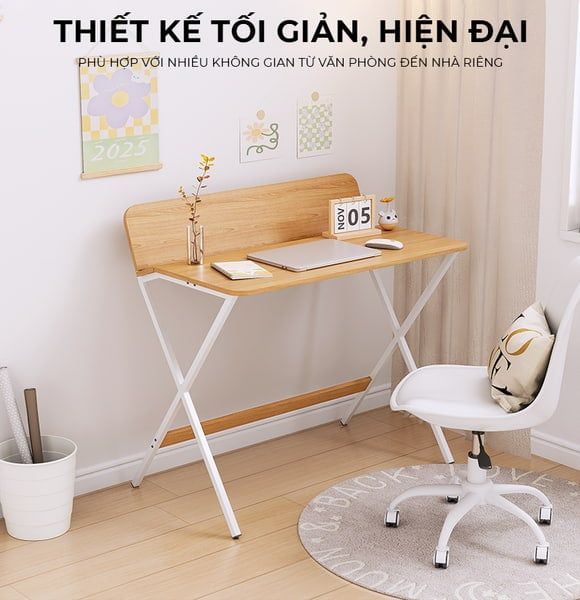 Bàn Làm Việc Khung Trắng Vân Gỗ - GM210.13