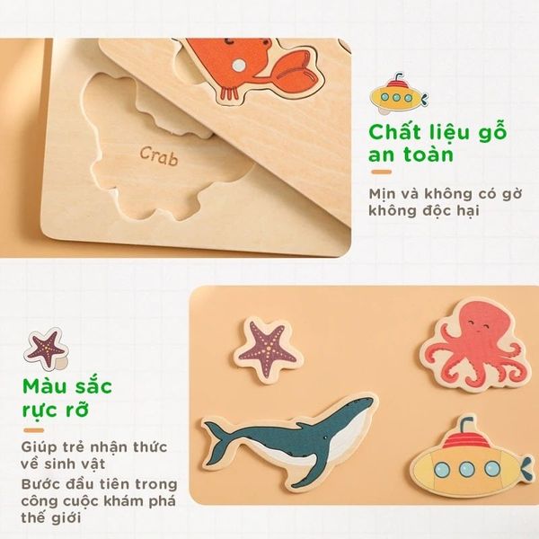 Bảng Đồ Chơi Giáo Dục Khám Phá Đại Dương Thông Minh Cho Bé Gỗ Cao Cấp GAPI - TOY07