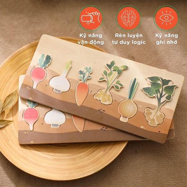 Bảng Đồ Chơi Giáo Dục Nhận Biết Rau Củ Thông Minh Cho Bé Gỗ Cao Cấp GAPI - TOY04