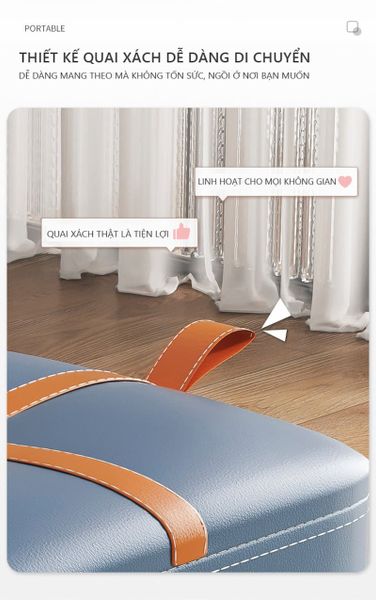 Ghế Đôn Da Simili Chân Nhựa Phong Cách Bắc Âu - Nội Thất IGA - GC16