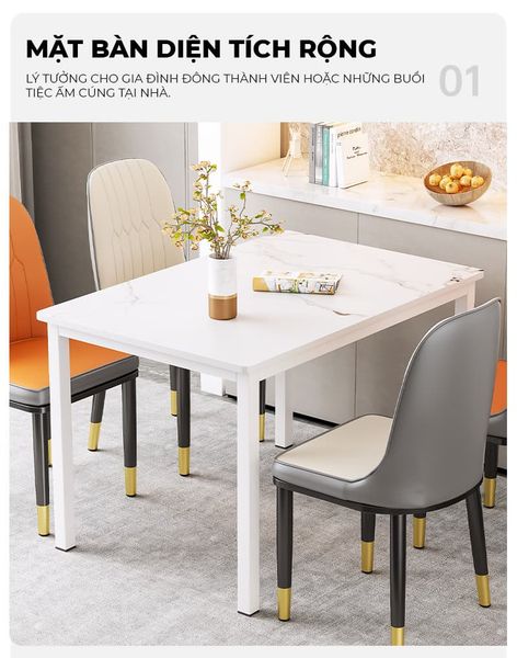 Bàn ăn vân đá cao cấp hiện đại, sang trọng cho không gian sống - GM213