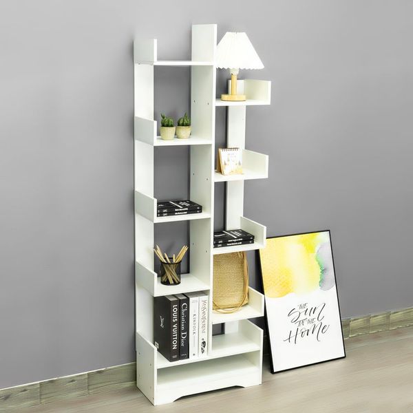 Kệ Sách GAPI Hình Cây 9Tầng Màu Trắng - Vân Gỗ - GP66