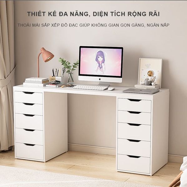 Bàn Làm Việc Kèm 10 Ngăn Kéo Đa Năng Gỗ MDF Cao Cấp GAPI - GP313