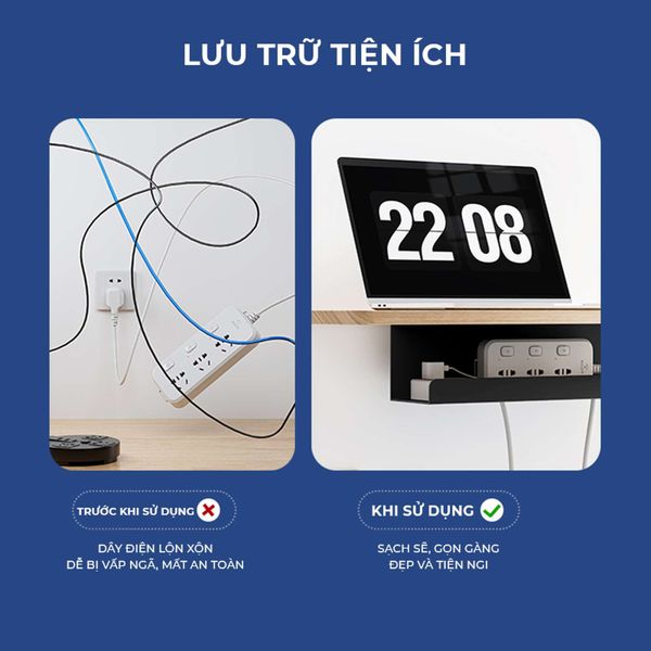 Khay Đi Dây Điện Gầm Bàn Làm Việc Tiện Ích - GM176