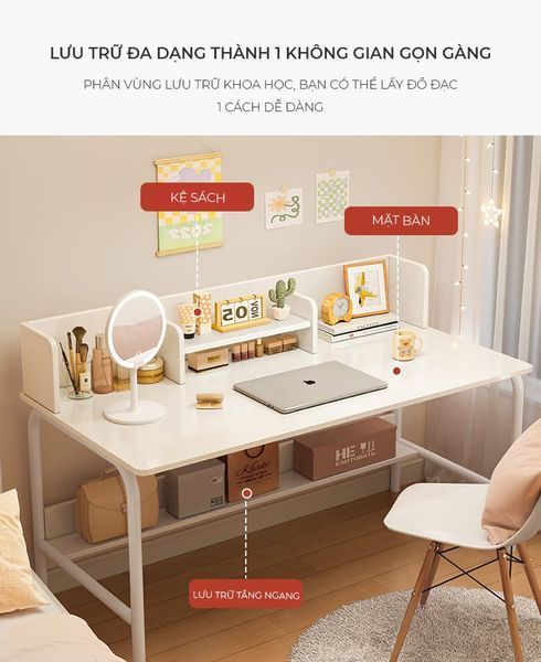 [Giảm giá 60%] Bàn Làm Việc Tích Hợp Kệ Sách Thông Minh Gỗ MDF GAPI - GM161