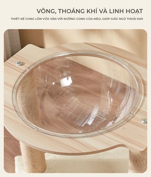 [Giảm giá 60%] Ổ Mèo Kèm Trụ Cào Móng, Kết Hợp Mika Trong Suốt - GU6