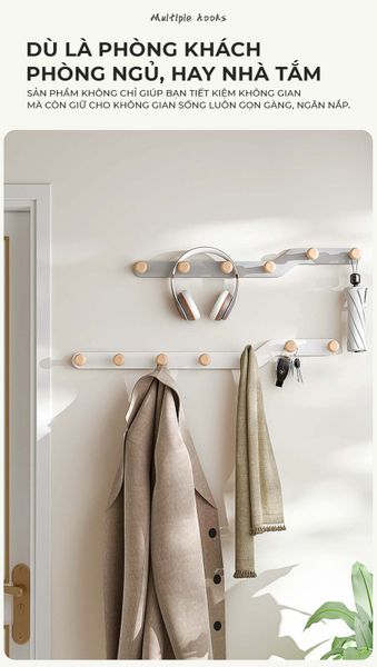 [Giảm giá 60%] Móc Treo Quần Áo Tường Nút Gỗ Tròn - GM180