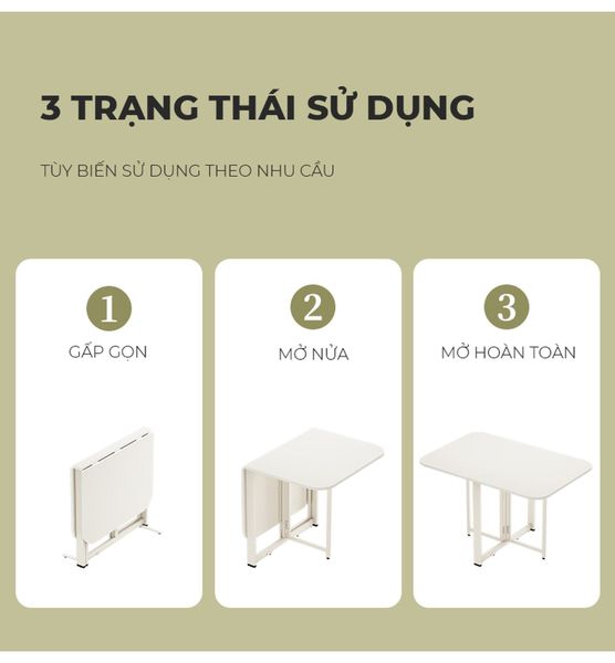 Bàn Ăn Thông Minh Gấp Gọn Full Trắng Tinh Tế - GM202