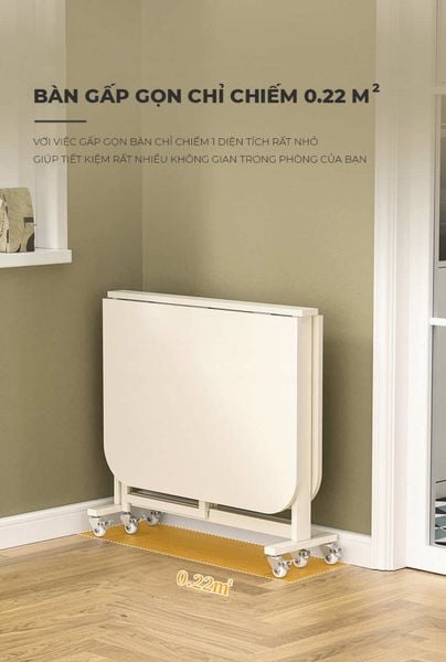 Bàn ăn thông minh gấp gọn full trắng GM194