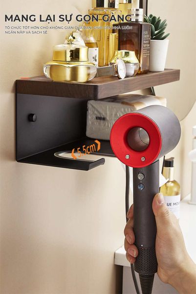 Kệ nhà tắm kim loại kết hợp gỗ vân sồi - GM197