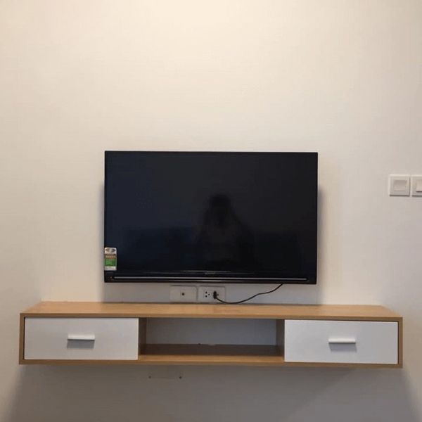 Kệ Tivi Treo Tường GAPI 2 Ngăn Tủ Màu Gỗ Phối Trắng - GP188