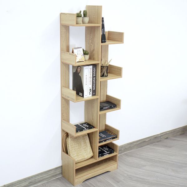 Kệ Sách GAPI Hình Cây 9Tầng Màu Trắng - Vân Gỗ - GP66