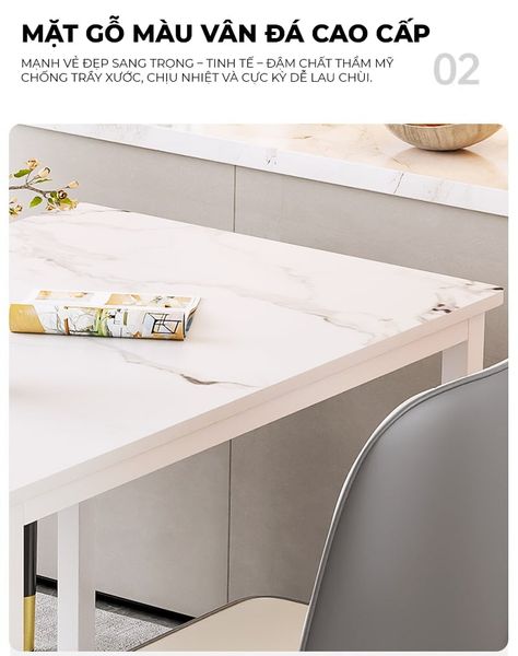 Bàn ăn vân đá cao cấp hiện đại, sang trọng cho không gian sống - GM213